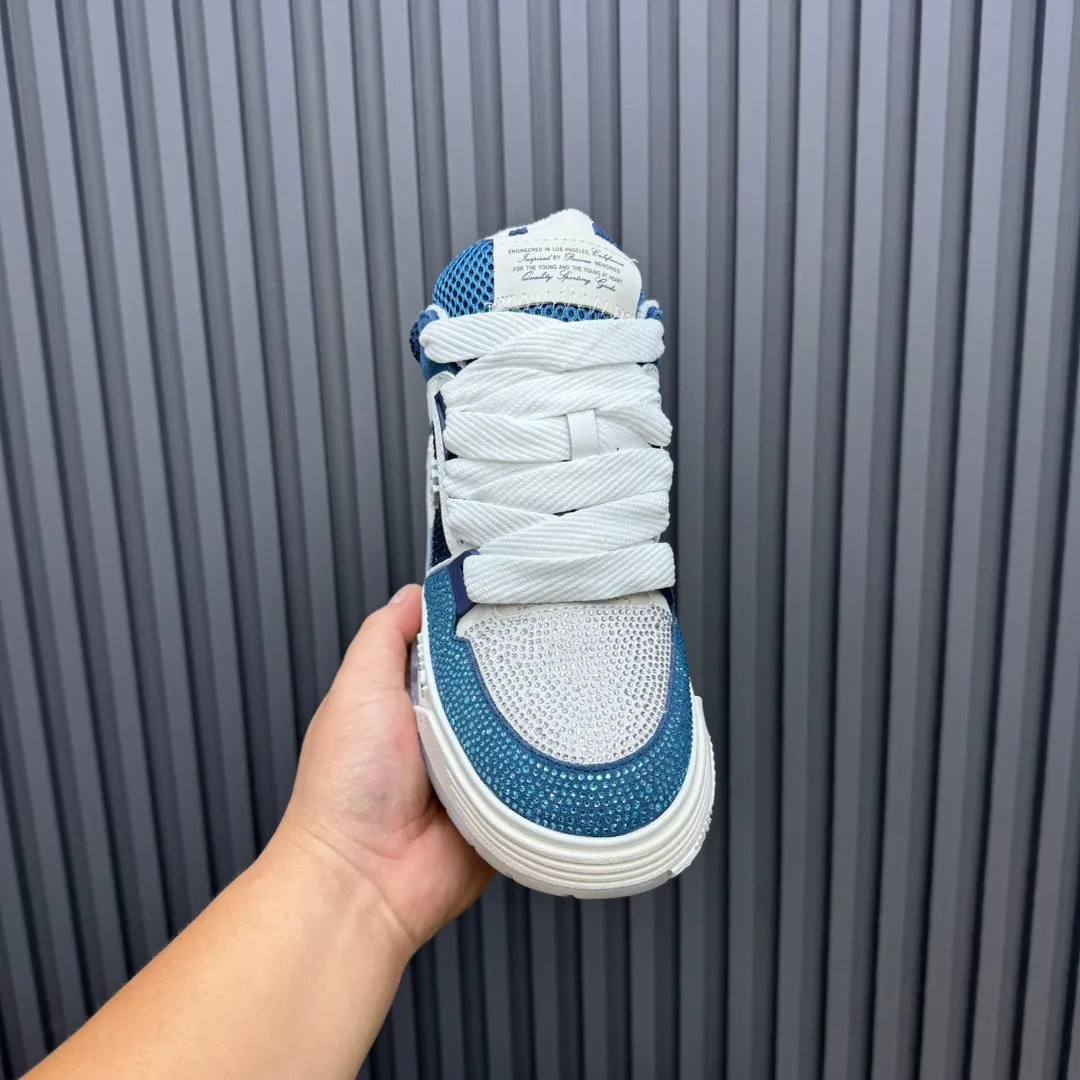 Men's men's shoes 💰800 AMIRI Amir Couple's new hot brick high street sneakers with bone sports shoes, toe-layer cowhide upper, upper side bones, purely hand-stitched, with good three-dimensional effect, customized metal LOGO, code number 35-44 (45, 46 customized)
